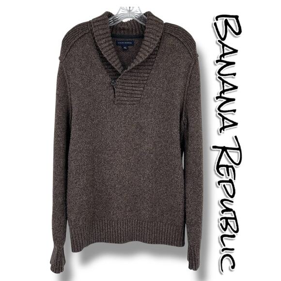 Banana Republic Other - Banana Republic Elevated Shawl Sweater Brown Lambs Wool Cozy Warm Mens Size Med
